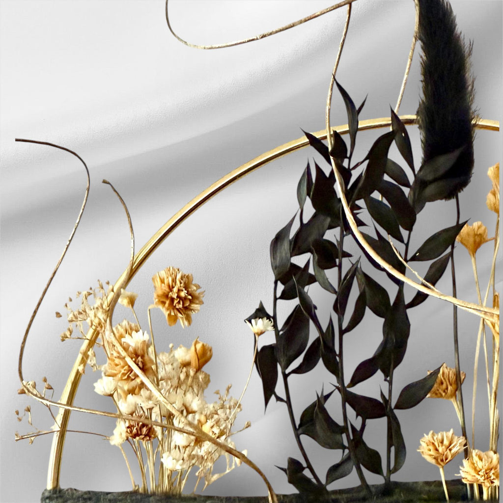 Black & Gold Dried Flower Wreath: Boho Farmhouse Wall Decor