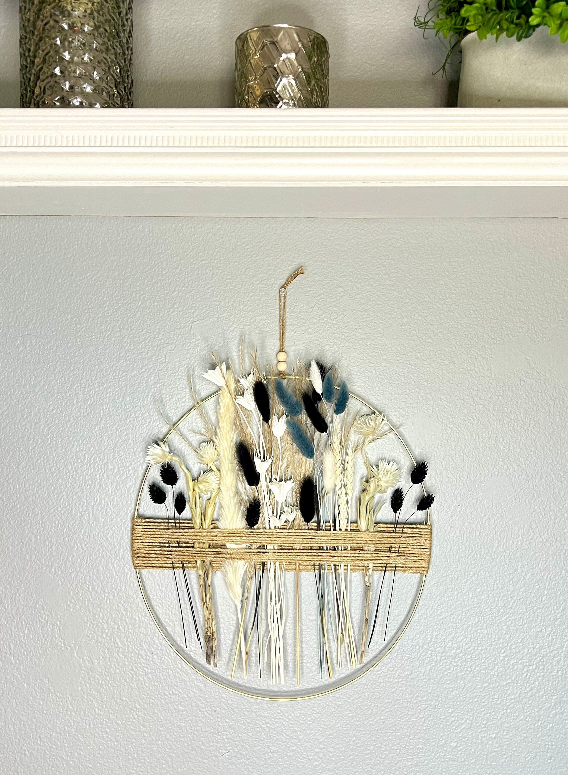 Black & Gold Dried Flower Hoop: Boho Farmhouse Wall Art