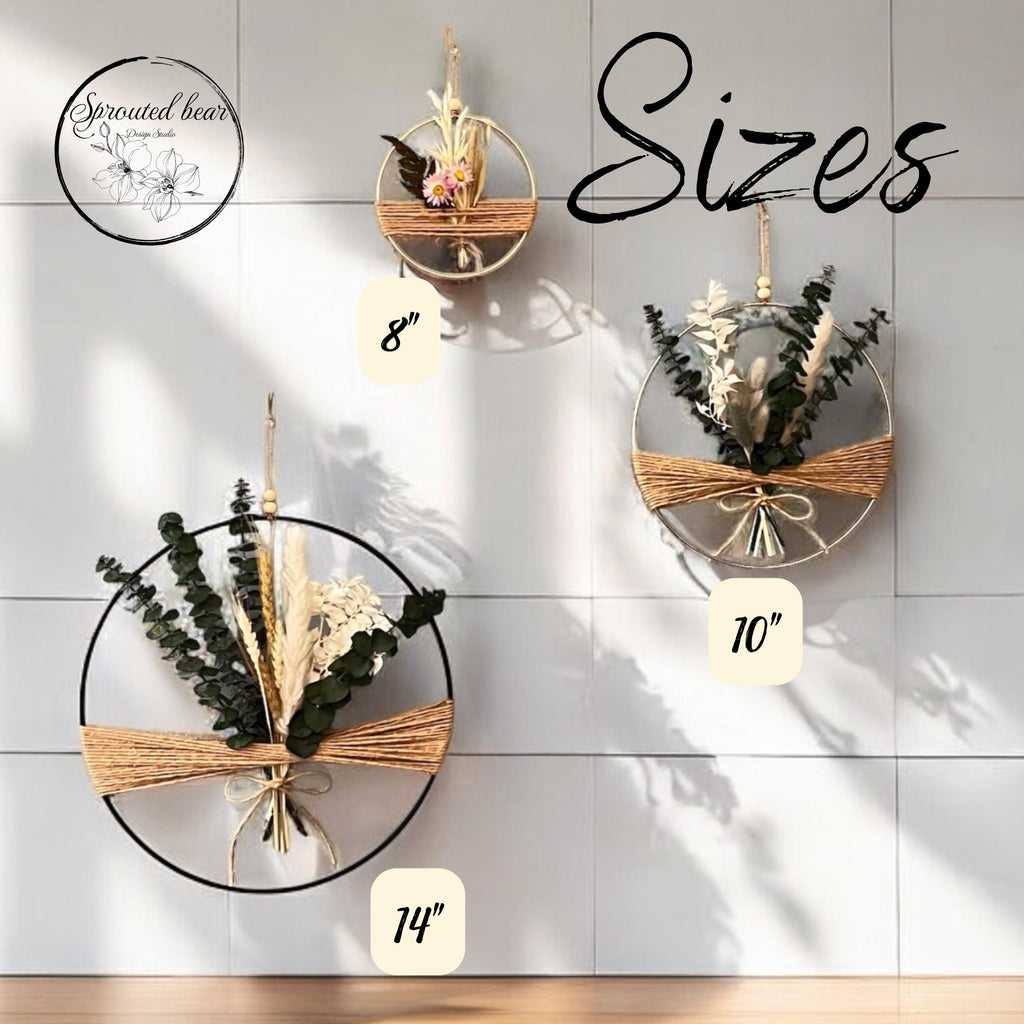 Black & Gold Dried Flower Wreath: Boho Farmhouse Wall Decor